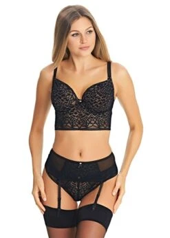 Freya Soiree Lace Black Suspender Belt Freya 10 Freya Soiree Lace Black Suspender Belt Freya -Lingerie Store FREYA LINGERIE SOIREE BLACK UW BRALETTE THONG SUSPENDER BACK KNICKER LOCKER