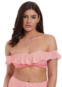 Freya Totally Stripe Flame Bardot Bikini Top Freya