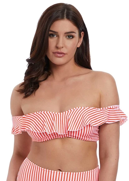 Freya Totally Stripe Flame Bardot Bikini Top Freya 3 Freya Totally Stripe Flame Bardot Bikini Top Freya