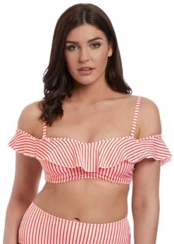 Freya Totally Stripe Flame Bardot Bikini Top Freya 10 Freya Totally Stripe Flame Bardot Bikini Top Freya -Lingerie Store FREYA TOTALLY STRIPE FLAME BARDOT BIKINI TOP KNICKER LOCKER