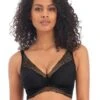 Freya Erin Black Non Wired Bralette Freya 2 Freya Erin Black Non Wired Bralette Freya -Lingerie Store Freya Lingerie Erin Black Non Wired Bralette front Knicker Locker
