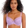 Freya Fancies Purple Rose Plunge Bra Freya 2 Freya Fancies Purple Rose Plunge Bra Freya -Lingerie Store Freya Lingerie Freya Fancies Purple Rose Underwired Plunge Bra front knicker locker