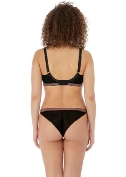 Freya Wild Black Rose Brazilian Thong Freya -Lingerie Store Freya Lingerie Wild Black Rose Plunge Bra Brazilian thong Knicker Locker