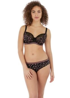 Lingerie Store -Lingerie Store Freya Lingerie Wild Black Rose Underwired Plunge Bra Brief Knicker Locker