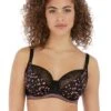 Freya Wild Black Rose Underwire Plunge Bra Freya
