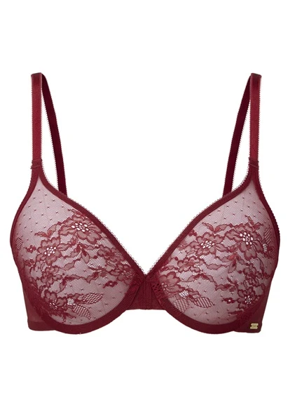 Gossard Glossies Lace Bordeaux Red Sheer Bra Gossard 6 Gossard Glossies Lace Bordeaux Red Sheer Bra Gossard - Image 4