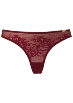 Gossard Glossies Lace Bordeaux Red Thong Gossard -Lingerie Store Gossard Glossies Lace Bordeaux thong flat Knicker Locker