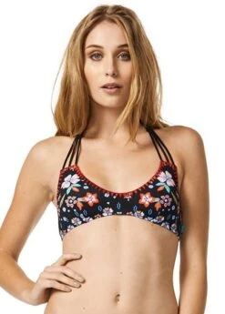 Piha Garden Delight Black Halter Bikini Top Piha