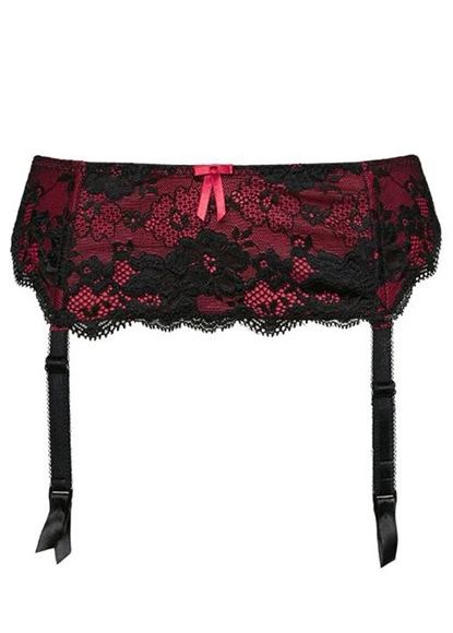 Pour Moi Amour Black/Scarlet Suspender Belt Pour Moi 4 Pour Moi Amour Black/Scarlet Suspender Belt Pour Moi - Image 2