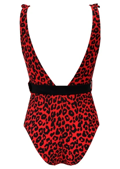Pour Moi Frill Neck Belted Red Leopard Swimsuit Pour Moi 7 Pour Moi Frill Neck Belted Red Leopard Swimsuit Pour Moi - Image 5