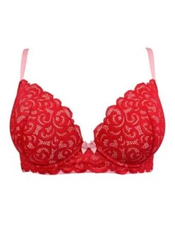 Pour Moi Romance Red Moulded Push Up Bra Pour Moi 8 Pour Moi Romance Red Moulded Push Up Bra Pour Moi -Lingerie Store Pour moi romance padded push up bra flat knicker locker