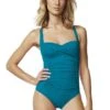 Moontide Contours Solid Teal Twist Swimsuit Moontide 1 Moontide Contours Solid Teal Twist Swimsuit Moontide -Lingerie Store moontide contours twist swimsuit teal knicker locker